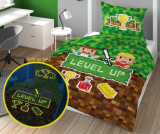 Svietiace obliečky Kocky Level Up pohár 140/200, 70/80