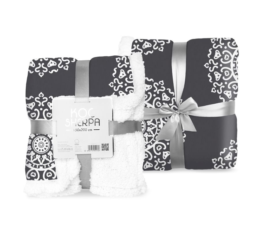 Fleece deka baran ornamenty čierná