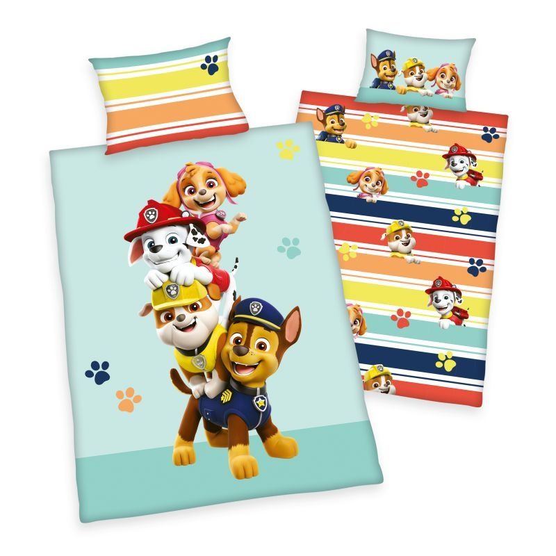 Obliečky do postieľky Paw Patrol stripe Bio Bavlna 100/135, 40/60