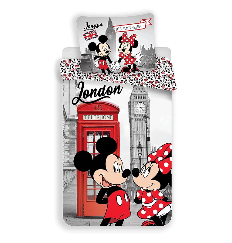 Obliečky Mickey a Minnie Londýn Telephone 140/200, 70/90