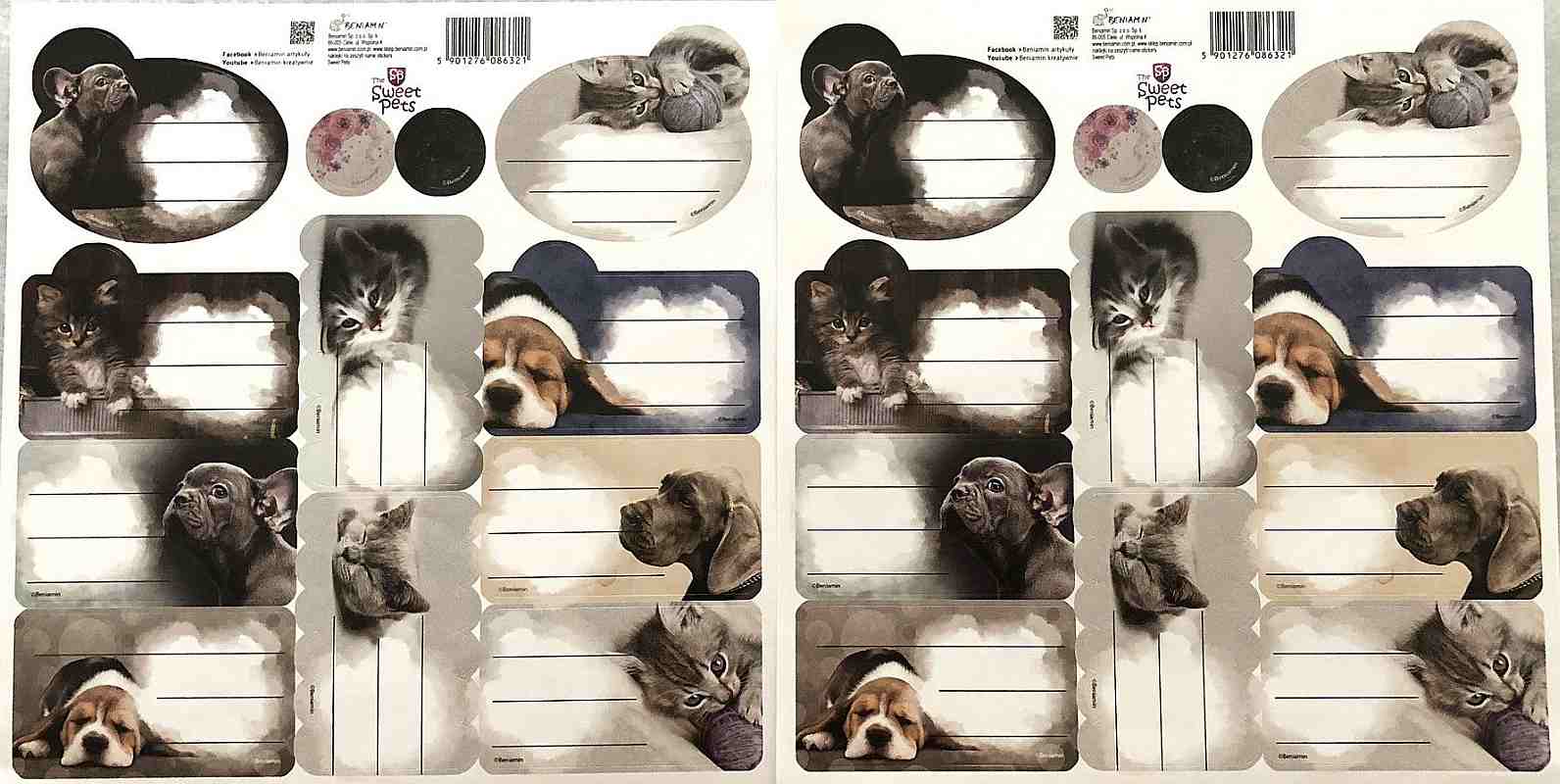 Samolepiace menovky Sweet Pets