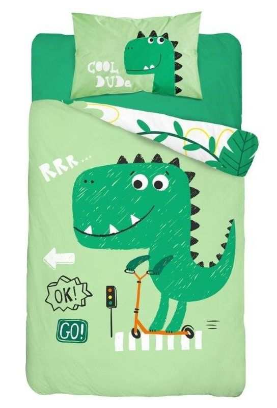 Bambusové obliečky do postieľky Dino green 100/135, 40/60