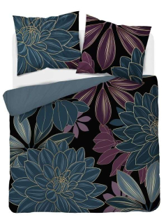 Francúzske obliečky Kvety black 220/200 cm