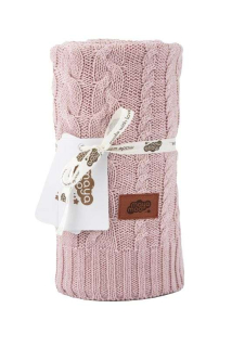 Pletená bavlnená deka do kočíka ružová