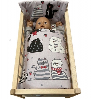 Perinky do postieľky pre bábiky Veselé mačky
